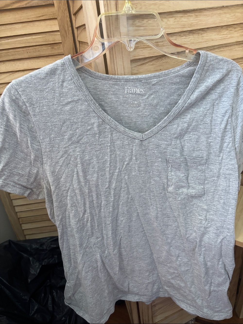 Hanes Gray Ladies T-Shirt Large